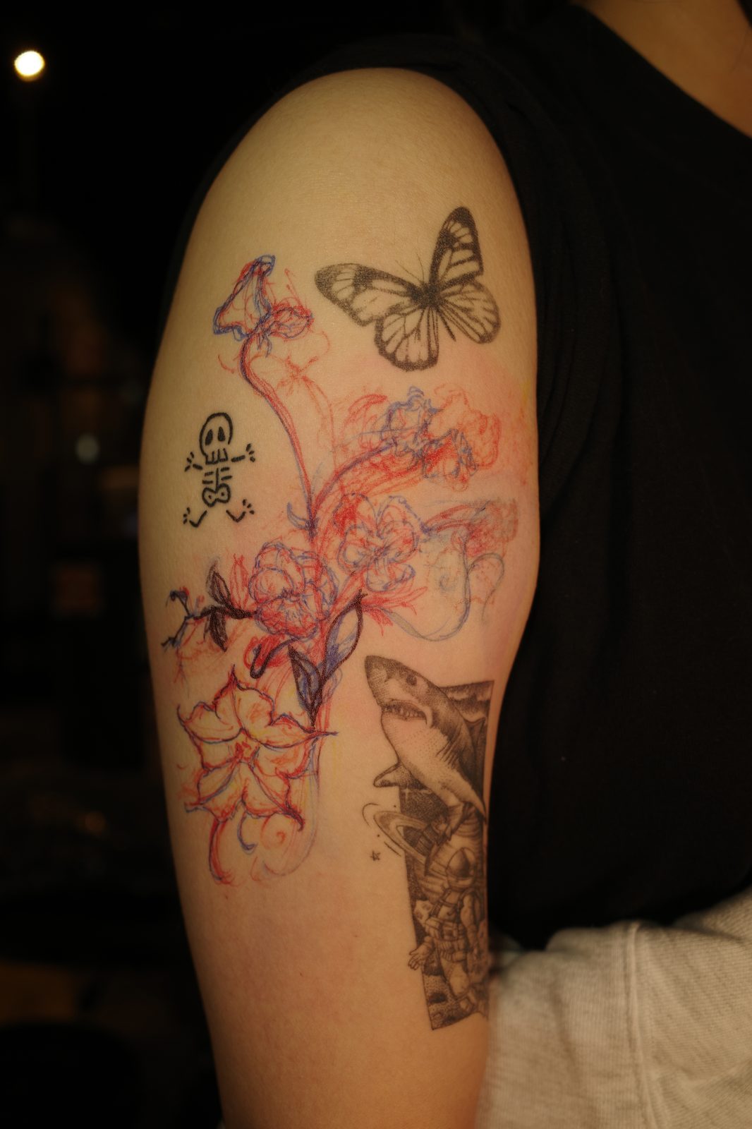 Free-hand botanical tattoo by Dasha Chau