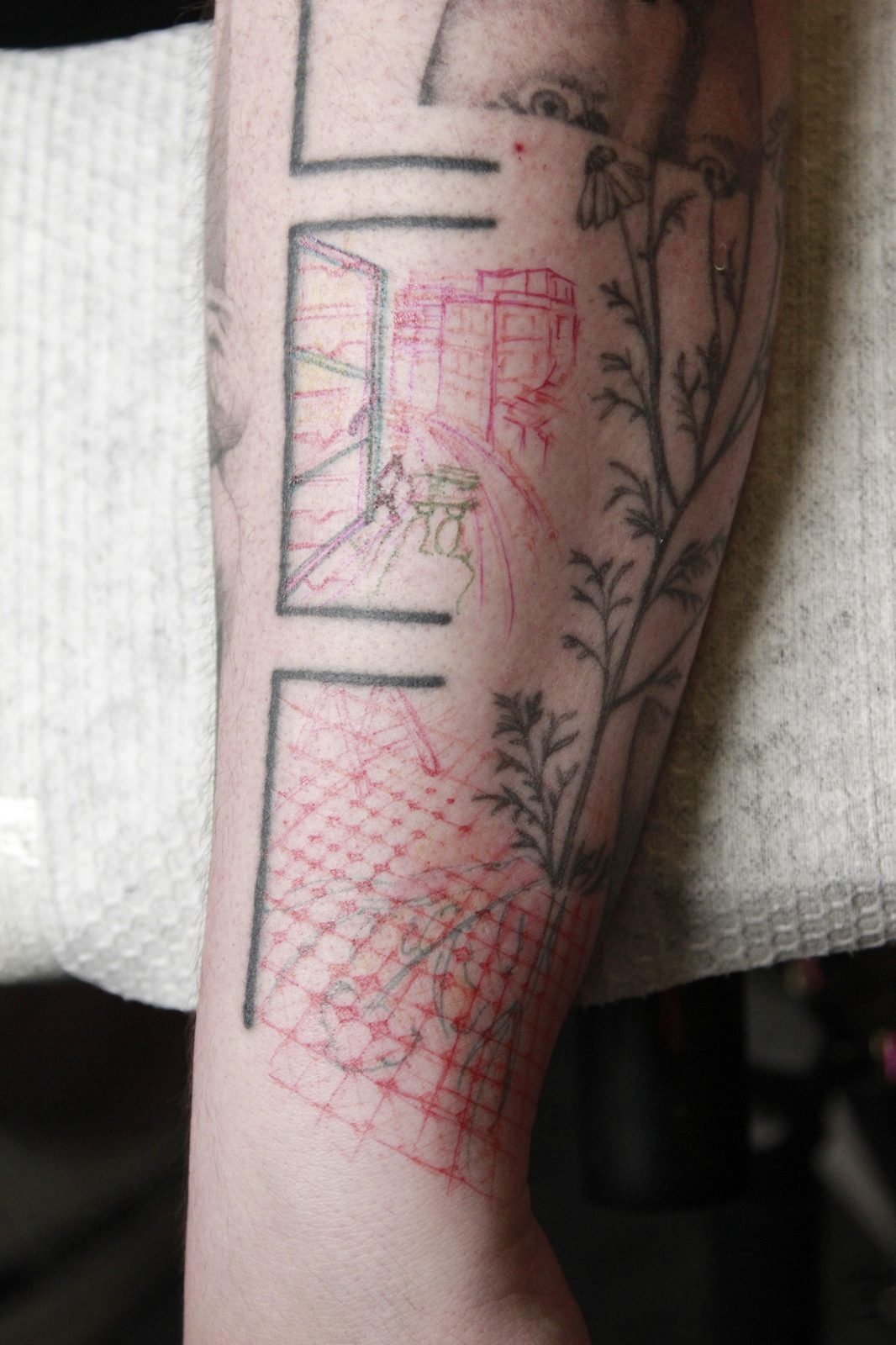 Free-hand botanical tattoo by Dasha Chau