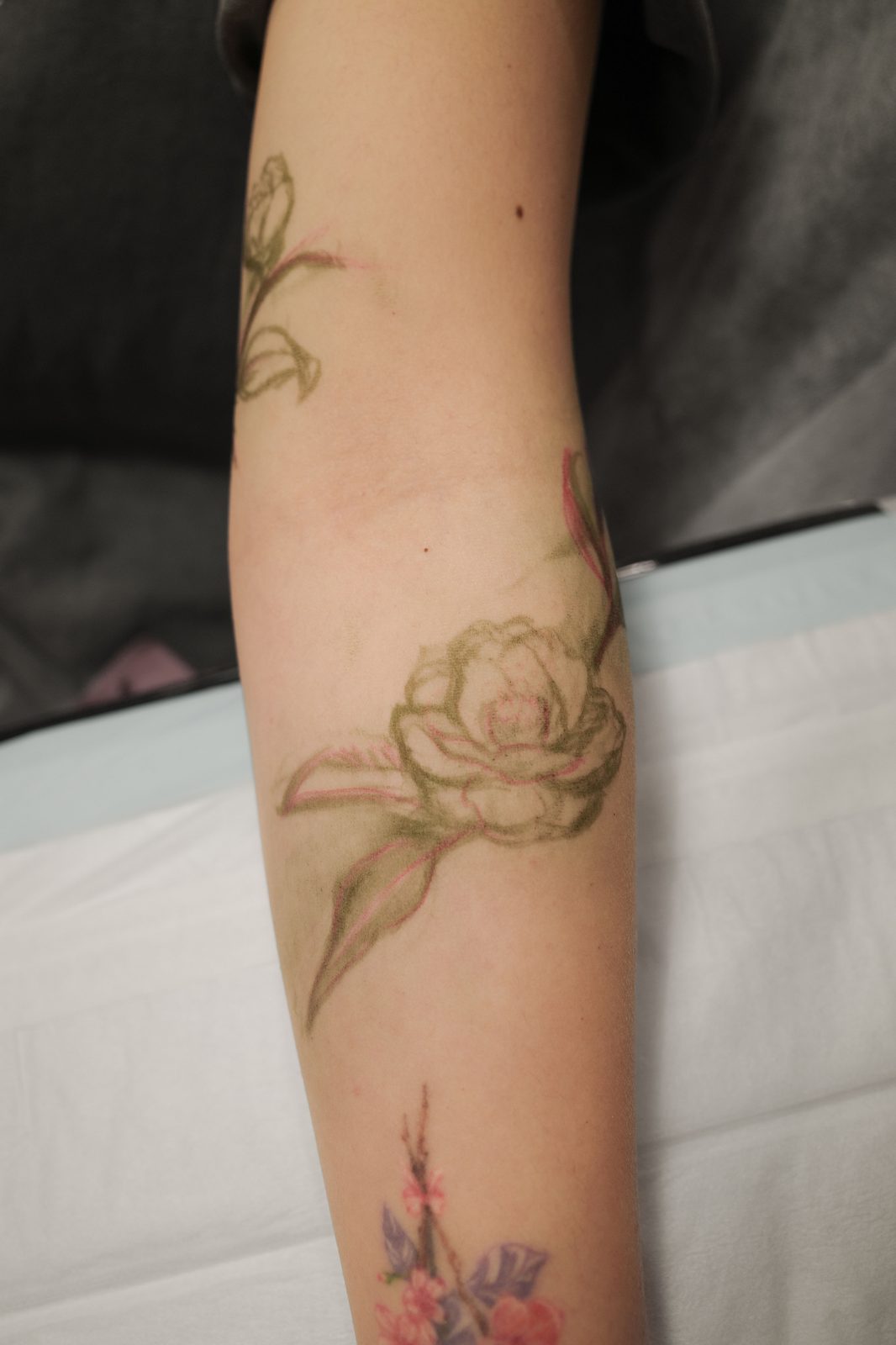 Free-hand botanical tattoo by Dasha Chau