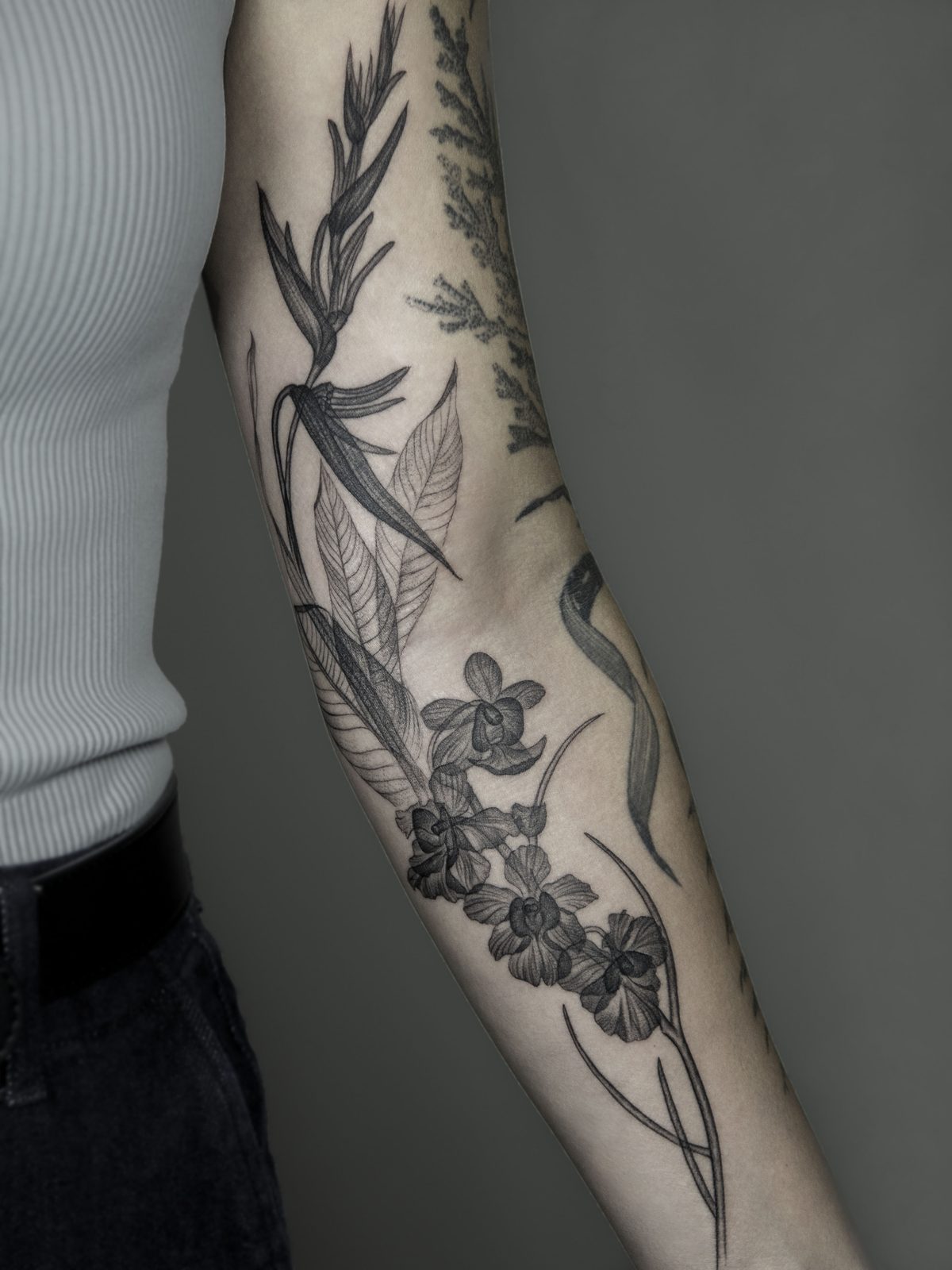 Botanical tattoo by Dasha Chau