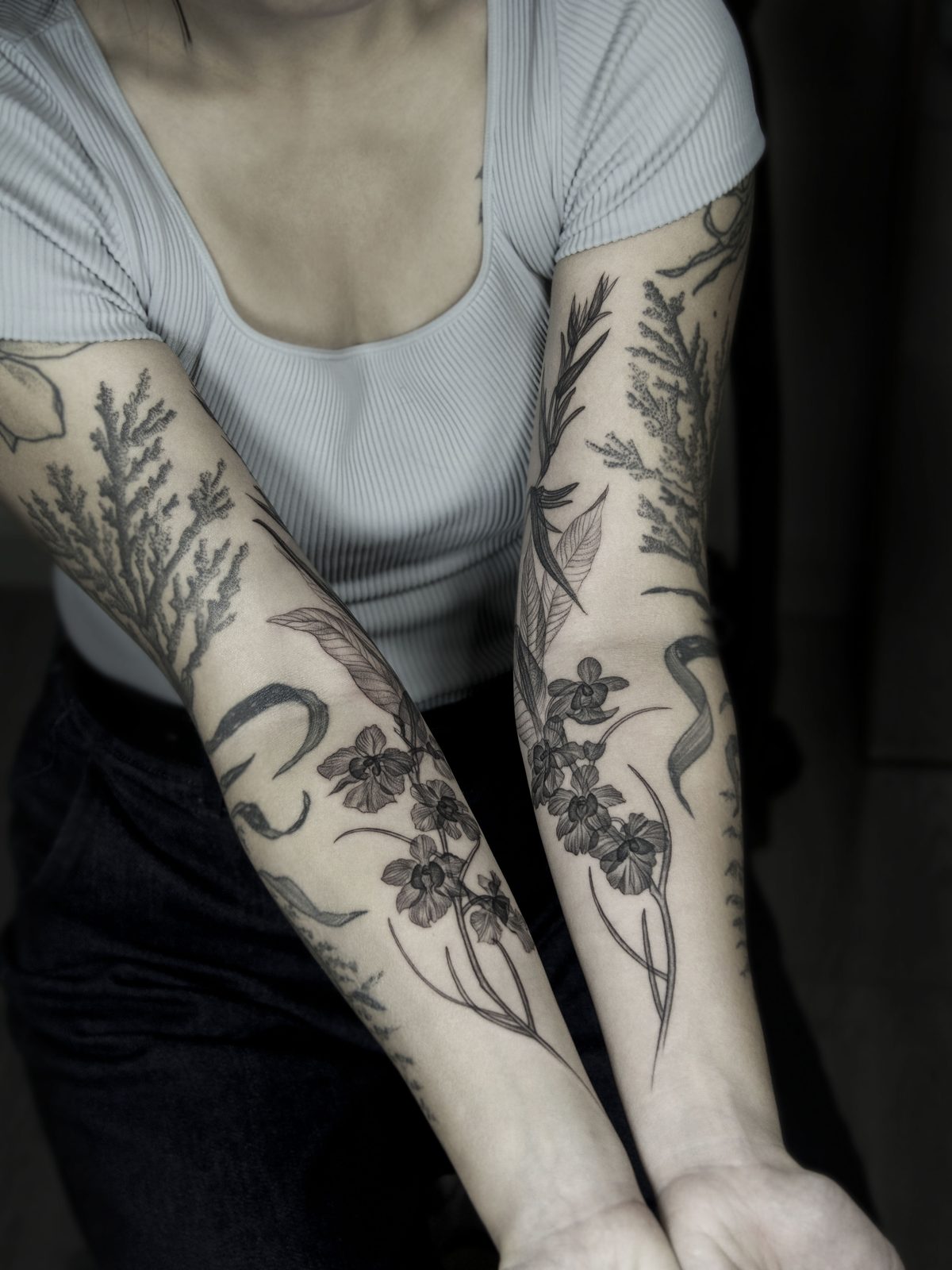 Botanical tattoo by Dasha Chau